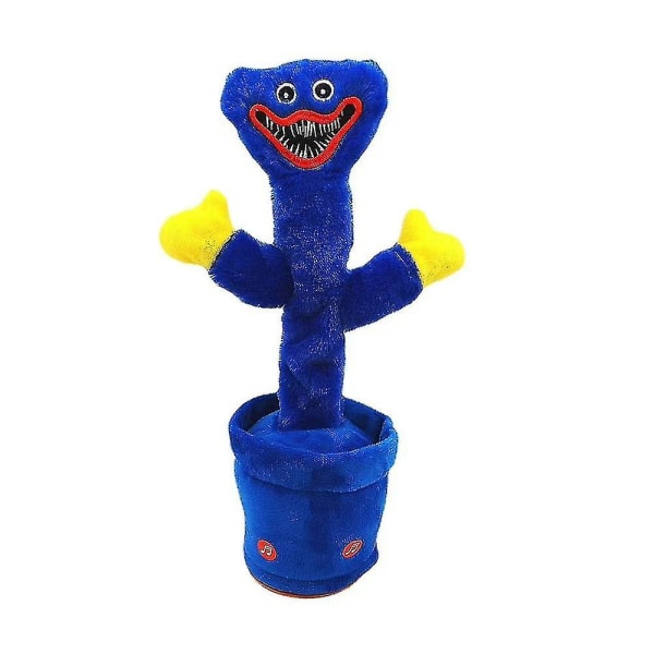 Ny Poppy Playtime Huggy Wuggy Electric Dancing Light Cactus Toy Interactive Plush Doll Blue