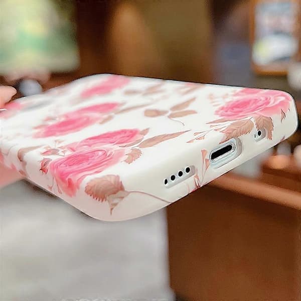 Litet blommigt TPU-telefonfodral för iPhone 14 Pink