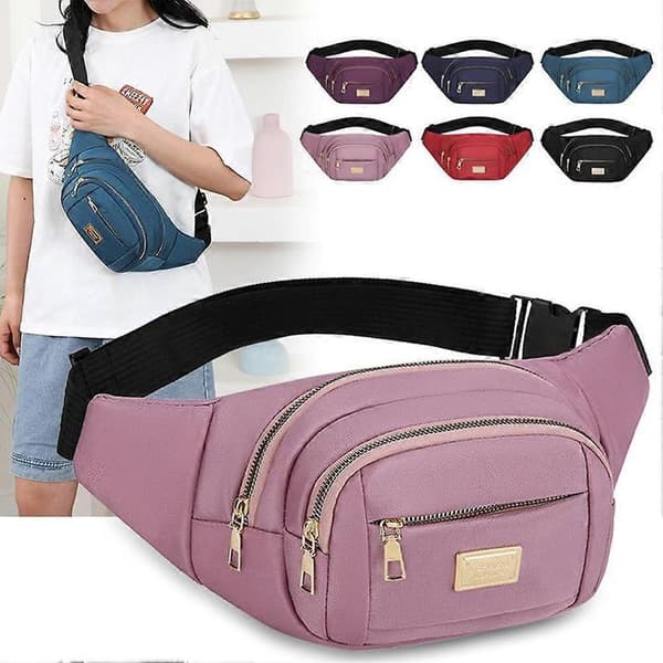 Midjeväskor för Kvinnor Män Midja Crossbody Väska Mode Resväska Pink