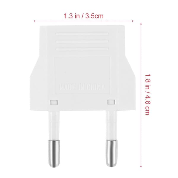 Europeisk Pluggadapter 6A Reisepluggadapter Vegg AC Strømpluggadapter EU Plugg 4.60X3.50X1.40CM Vit