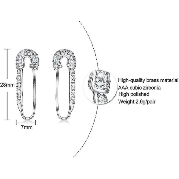 Cz Säkerhetsnål Brosk Sterling Silver Hoop Örhängen För Kvinnor Flickor Snygga Cubic Zirconia Dingle Drop Hypoallergena Stud Post Crystal Huggie Fashio