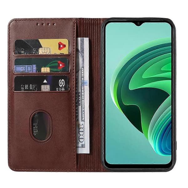 Magnetiskt läderfodral för Xiaomi Redmi Note 11E Brown