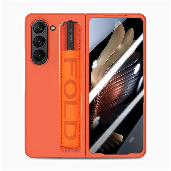 Til Z Fold 6 Etui, Hård PC Etui Til Samsung Galaxy Z Fold 6 Med S Pen Holder, Z Fold 6 Etui Med Pen Slot Stødsikker Beskyttelsesdækning Orange