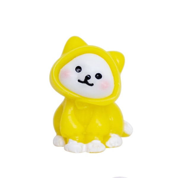 Mini Hunde Ornament Eventyr Miniatyr Figur Bedårende Harpiks Regnfrakk Hundestatue for hjemmehagedekorasjon Yellow
