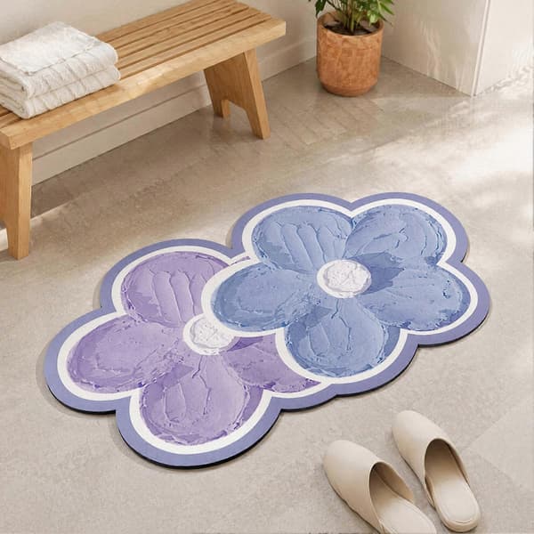 Dobbeltblomst badematte - Absorberende diatoméjordmatte for baderom 50*80cm A
