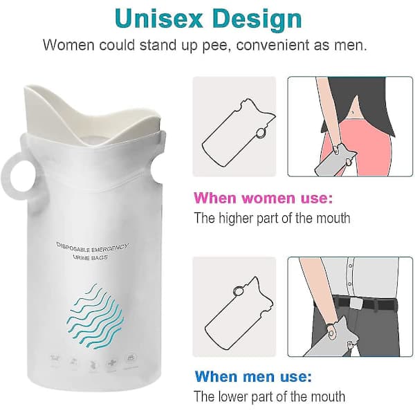 20-pak 700 ml engangs urinalposer, camping tisseposer