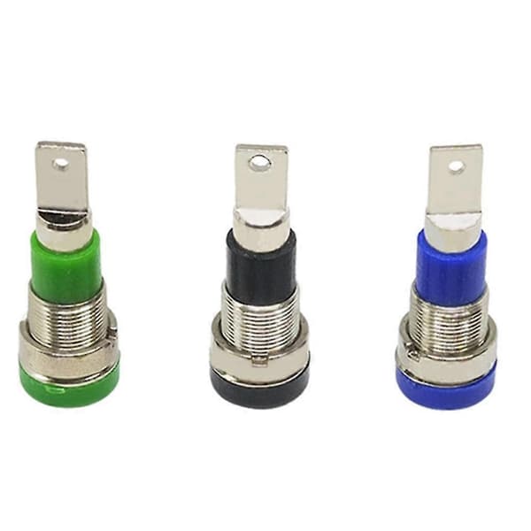 12 stk. 4 mm bananpluggkontakt hunadapter panelmontering bindepost M4x28 mm perfekt for testutstyr 30-60vdc Blue