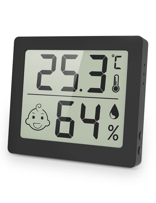 (Sort) Digitalt hygrometer indendørs termometer fugtighedsmåler rum