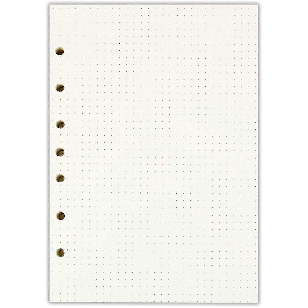A5 6-ring Pärm/planer Påfyllningspapper för Filofax, 6 hål, 45 ark/90 sidor, prickigt