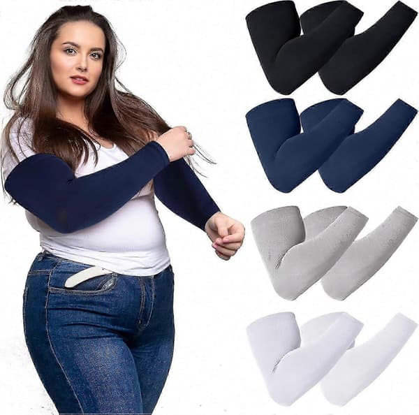 Plus Size Armærmer til Tatoveringsdækning, UV Solbeskyttelse, Kompression, Kølende Løbeærmer, 8 Par L-XL