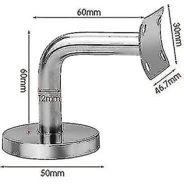 4 stykker støtte veggmonterte rekkverksbraketter, rustfritt stål rekkverkskinnebraketter for trapper