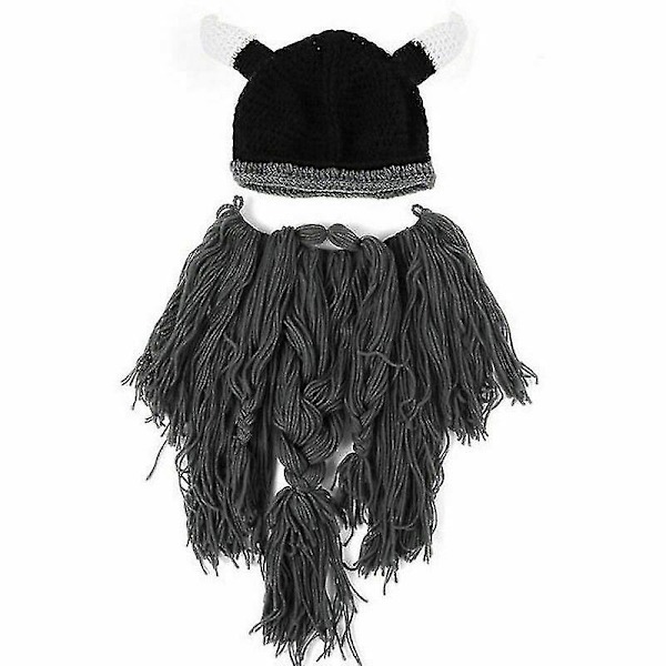 Wikinger Beanie Bart Ski Cap Mit Hrnern Winter Warme Garn Hut Halloween Cosplay