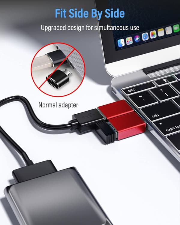 Svart USB C - USB 3.1 OTG -sovitin (3 kpl), USB Type C -uros