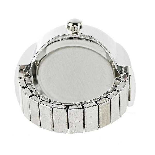2 stk L04 Urskive Quartz Analog Watch Creative Steel Cool Elastisk Quartz Finger Ring Watch Til Mænd / White