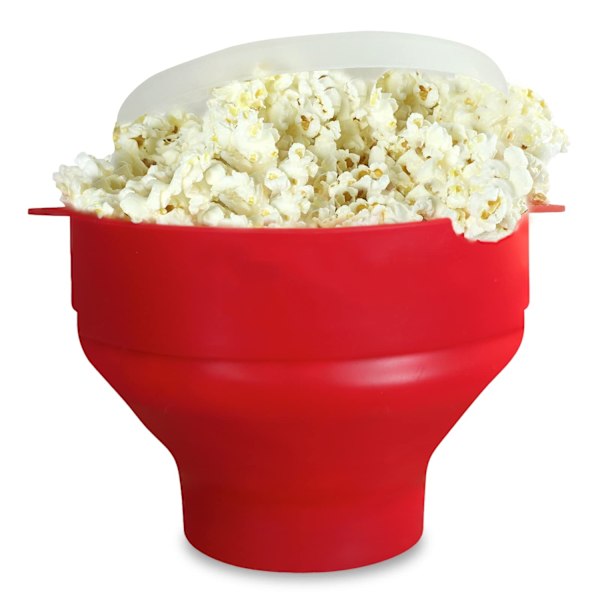 Popcorn bowl Silicone micro bowl for popcorn - Collapsible red-WELLNGS