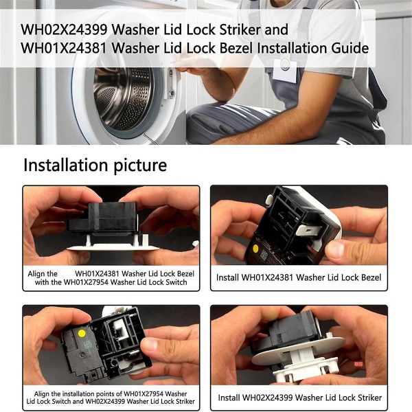 WH02X24399 Spændeskive Låg Lock Strike og WH01X24381 Skive Låg Lås Bezel Kompatibel til / Top Washer White