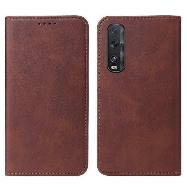Magnetiskt läderfodral för OPPO Find X2 Brown