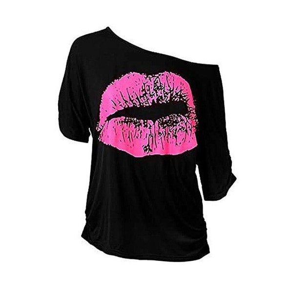 80-talls 90-talls dameantrekk - T-skjorte, benvarmere, pannebånd, øredobber, halskjede, hansker - perfekt for neonfester, karneval og kostymefester (er) L Black