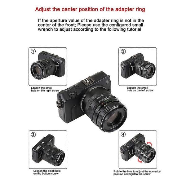 M42-EOSM Adapterring til M42 42mm objektiv kompatibel med Canon EOS M EF-M M2 M3 M5 M5II M6 M10 M50 M50II M100 kamera, A Black Without baffle