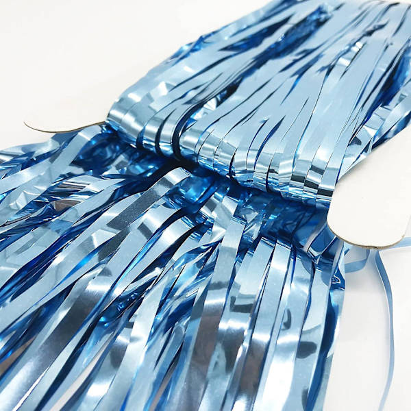 2 metalliska folie tofsgardiner, 1x2 meter streamer dekoration