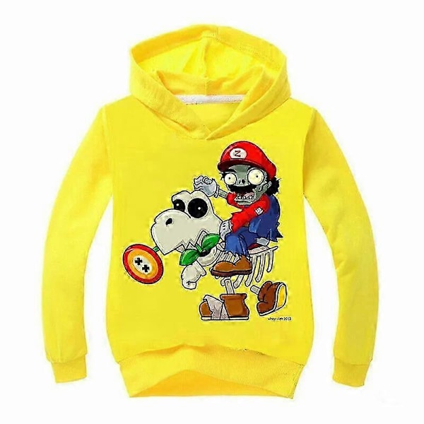 PVZ Børne Hoodie Plants VS Zombies Spil Drenge Piger Trøje Jumper T-shirt Toppe Yellow 5 130(6-7T)