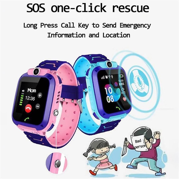 Q12 Barnas Smart Watch Sos Telefon Klokke Smartwatch For Kids Sim Card Photo Ip67 Waterproof Watch Barnegave Til Ios Android - Smart Watches Q12B Pink