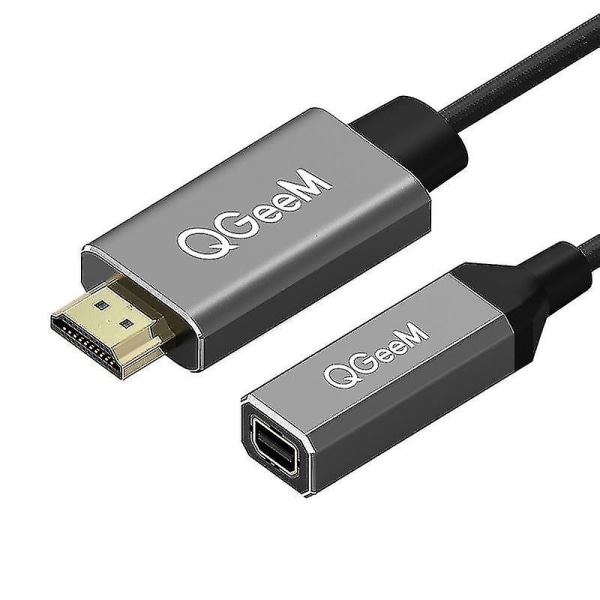 Qgeem Hdmi til Mini Dp Converter Adapter Kabel - Uhd 4k@30hz plugg gray