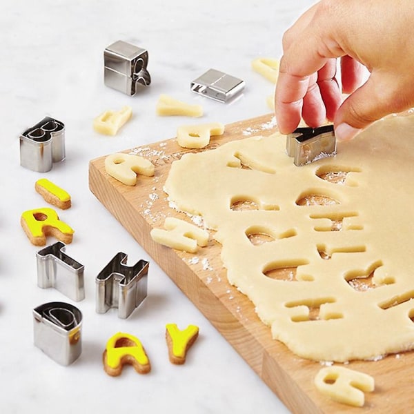 26 stk Alfabetbogstaver Biscuit Cookie Fondant Kage Bageform Cutter Form Værktøj