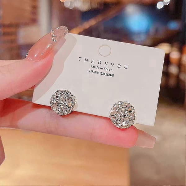 Magnetiske øreringe til piger Dobbeltsidet glitrende krystal magnetisk klips gave til damer veninder Silver White Diamond Single