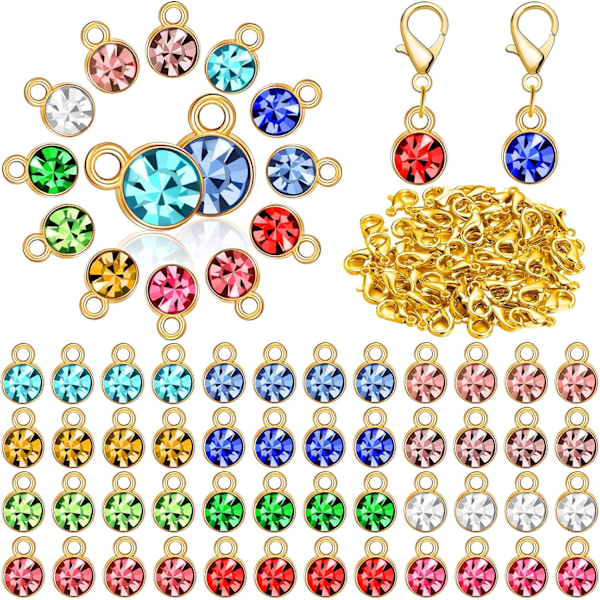 120 st berlocker för smyckestillverkning, födelsedagsstenberlocker, örhängeberlocker, blomberlocker, silverberlocker, blingberlocker, 12 färger (flera färger) Assorted Color