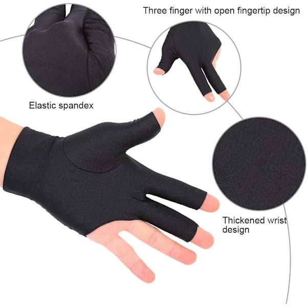 Snookerhandske,vänsterhandssnookerhandske,3 fingrar biljardhandske Snookerköhandskar Vänsterhandsbiljardtillbehör för man kvinna