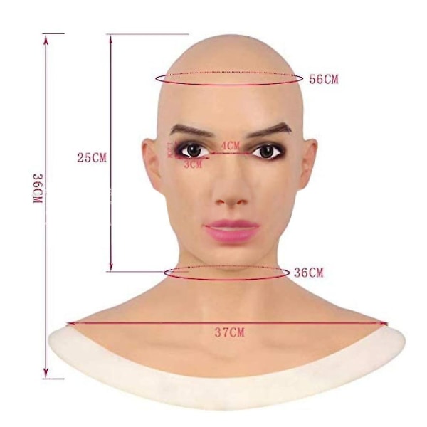 Cosplay fancy maske Realistisk kvinnelig latekshodedeksel