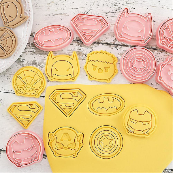 8-pak Spiderman Superman Q-version Cookie Cutters Sød superhelte-kiksform Kagefondant bagning gør-det-selv dessertformværktøj