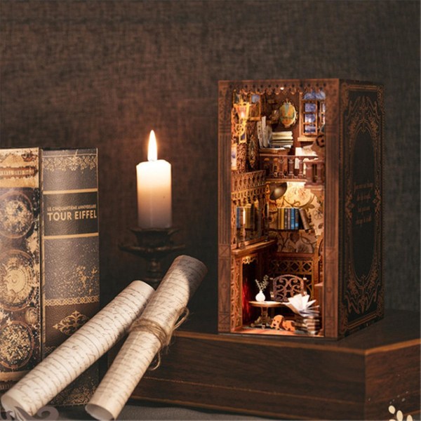 Eternal Bookstore,rolife Led Book Nook Kit-dekorativ bogstøtte stativ-3d træpuslespil til voksne-bogreol Indsæt Booknook-værelsesindretning til teenagepiger Bo