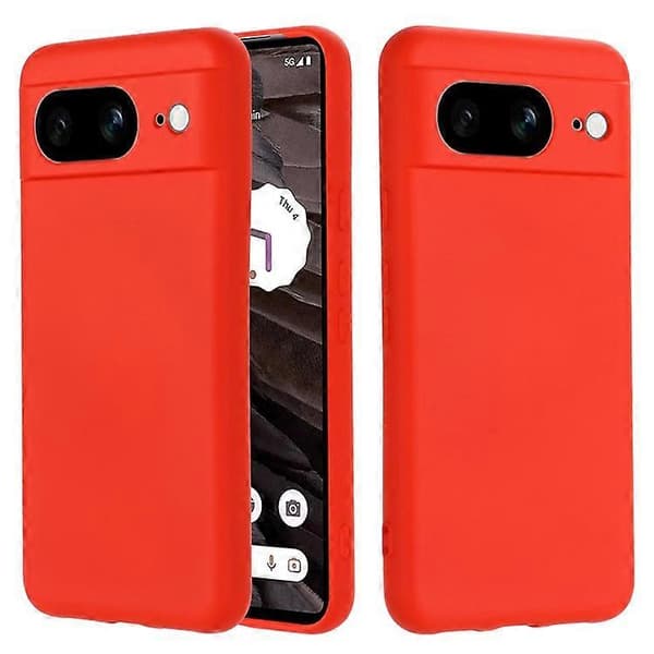Kompatibel med Google Pixel 8 Anti-Fingeravtryck Mobilskal Flytande Silikon Mjukt Foder Baksida Red