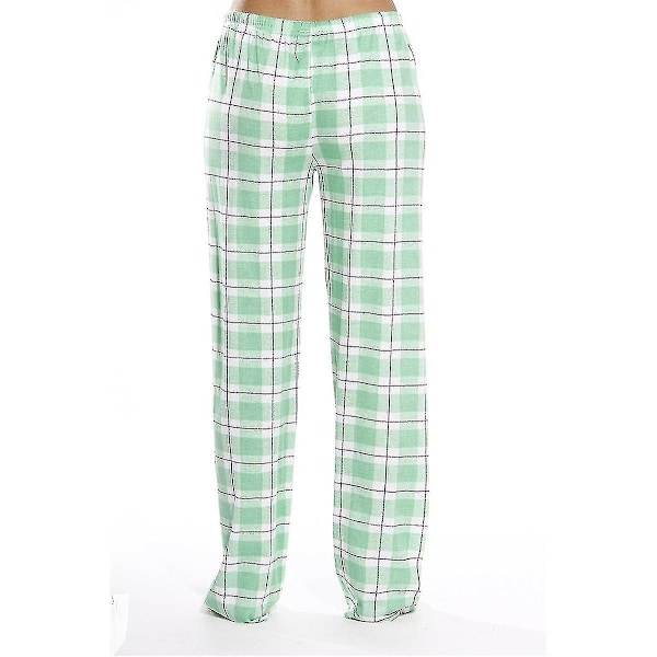 Dam Plaid Flanellbyxor med Fickor Mjuka Plaid Pyjamasbyxor för Kvinnor CNMR Grön-WELLNGS Grön green M