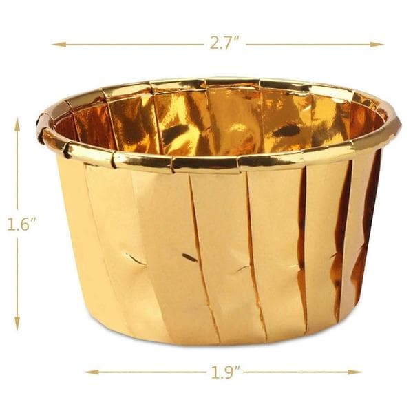 150 stk. aluminiumsfolie cupcakeforme engangs muffinforme bageforme aluminium cupcake tip pande guld Gold