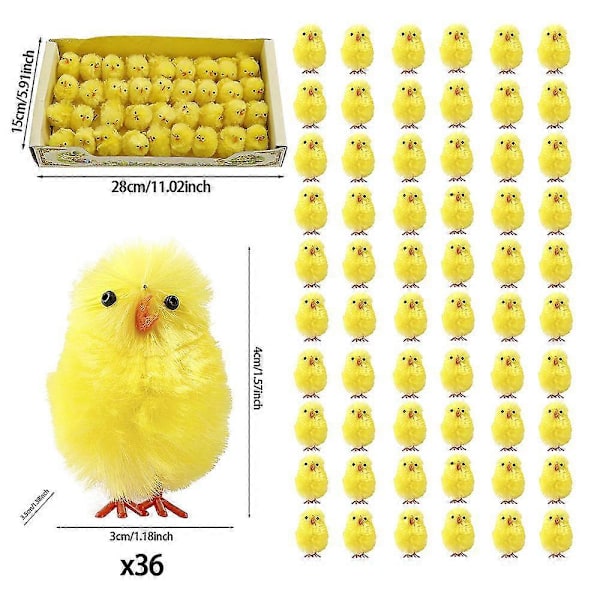 Zk-36 stk. Påskekyllinger | 4 cm - Høye Mini Påskekyllinger Set of 36 chickens