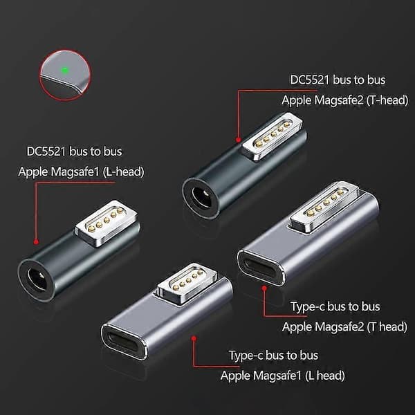 Bärbar omvandling Typ C/dc5.5 Magnetisk Pd-adapterkontaktomvandlare för Magsafe2 Silver A2
