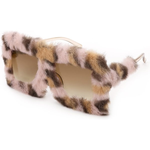 Plush Fuzzy Flat Top Fashion Square Suuret Varjot Punk Pehmeä Sametti Varjo Juhla Silmälasit