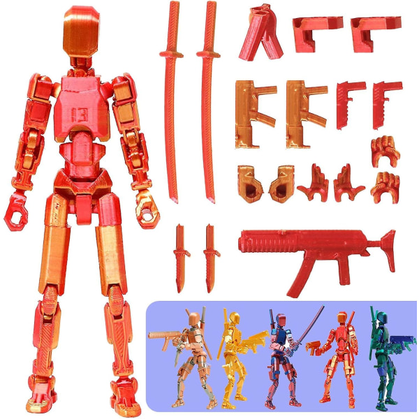 T13 Action Figur, Titan 13 Action Figur 3D Titans Figur, 3D Printet Action Figur Nova 13 Action Figur, Multi-Articular Action Figure Gold red