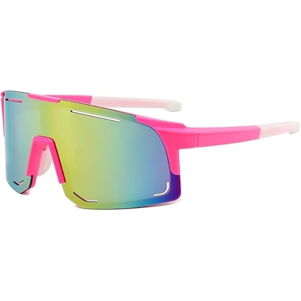 Polariserte solbriller for menn og kvinner, farget speillinse, UV-beskyttelse, ski, sykling, løping, strand, fiske Pink-red