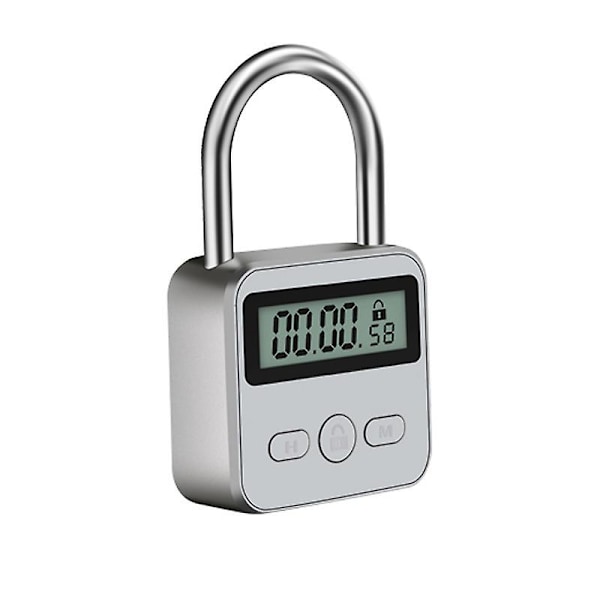 Smart tidslås med LCD-display Multifunktionell reseelektronisk timer silver