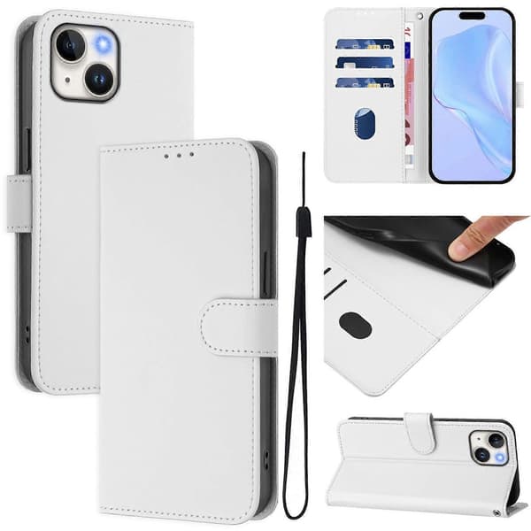 Læder telefoncover med hudfornemmelse til iPhone 14 / 13 White