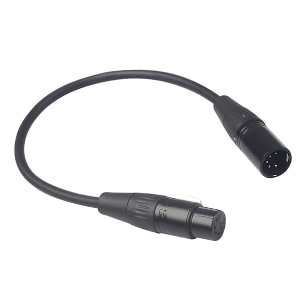 Musta 5-pin XLR-urosliitin 5-pin XLR-naarasliittimeen äänikaapeliadapteri Xk1075 0,3m