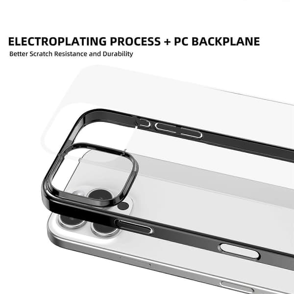 För iPhone 16 Pro Transparent Mobilskal PC+TPU Baksida Silver
