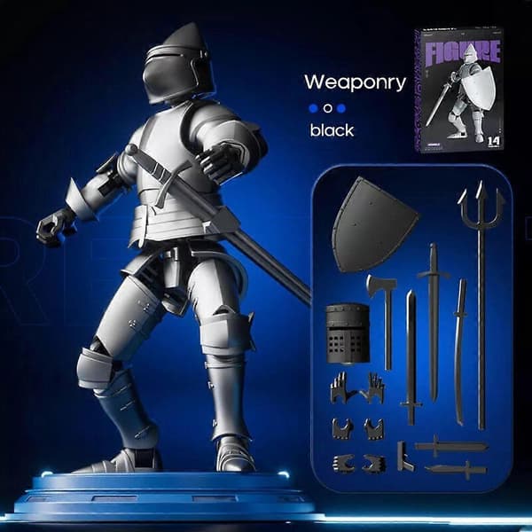 2024 Ny Dummy 13 Robot Actionfigur i Rustning, Magnetisk Middelalder Ridder Action Black