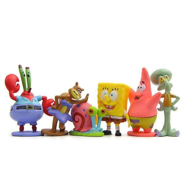 6 stk/sett 3-6 cm Svamp Figur Bob Krabbe Sjef Patrick Stjerne Action Fi