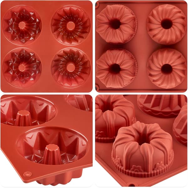 2 stk. Mini Bageforme til Bagning, 6-Huls Silikone Vaffelformet Bundtform Non-Stick Silikoneforme til Muffins, Donuts, Je