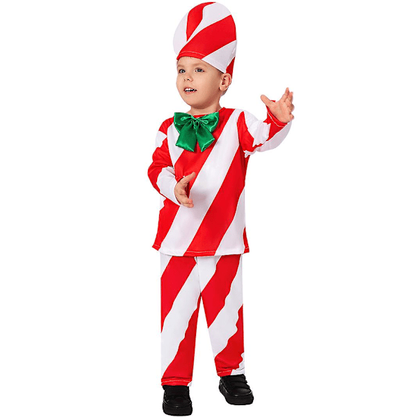 Julbarnens godissockerrör Cosplay scenframträdande kostym L (125cm-135cm)